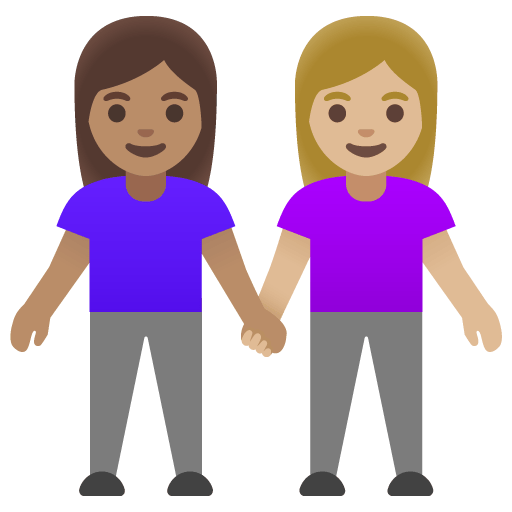 Google design of the women holding hands: medium skin tone medium-light skin tone emoji verson:Noto Color Emoji 15.0