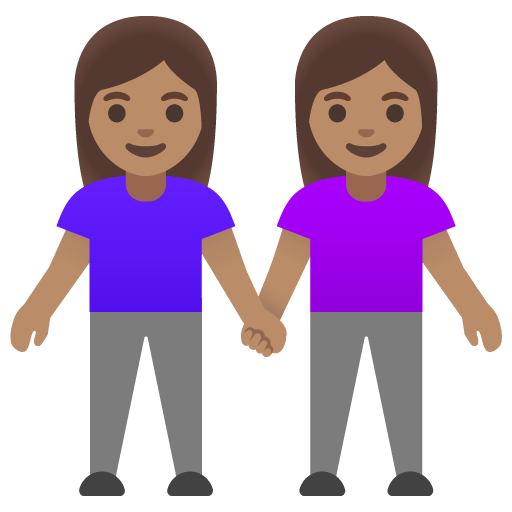 Google design of the women holding hands: medium skin tone emoji verson:Noto Color Emoji 15.0
