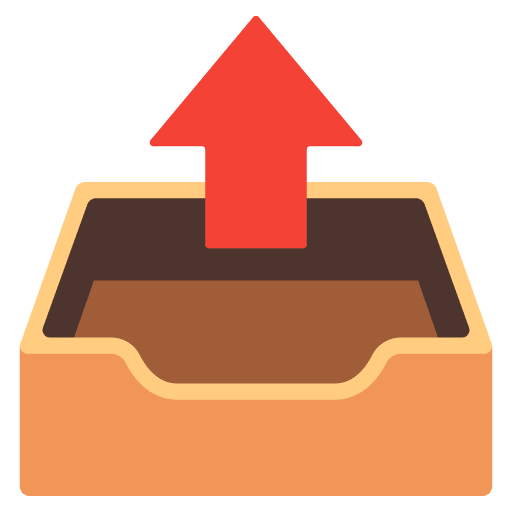 Google design of the outbox tray emoji verson:Noto Color Emoji 15.0