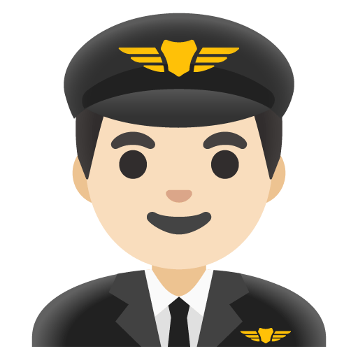 Google design of the man pilot: light skin tone emoji verson:Noto Color Emoji 15.0