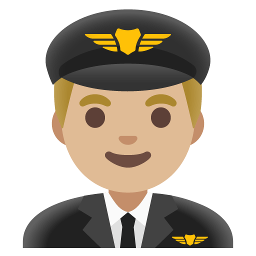Google design of the man pilot: medium-light skin tone emoji verson:Noto Color Emoji 15.0