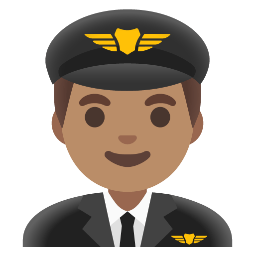 Google design of the man pilot: medium skin tone emoji verson:Noto Color Emoji 15.0
