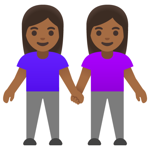 Google design of the women holding hands: medium-dark skin tone emoji verson:Noto Color Emoji 15.0