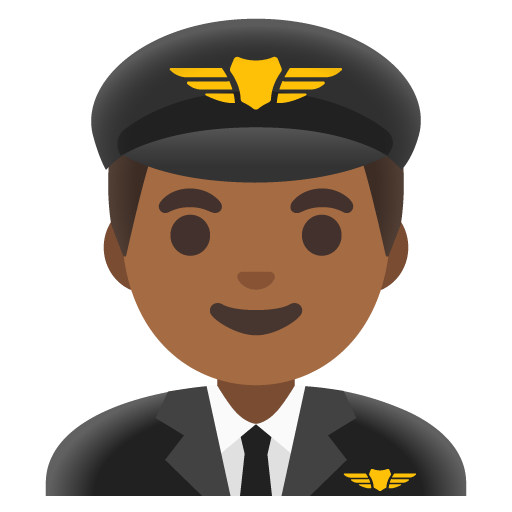 Google design of the man pilot: medium-dark skin tone emoji verson:Noto Color Emoji 15.0