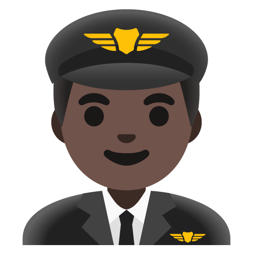 Google design of the man pilot: dark skin tone emoji verson:Noto Color Emoji 15.0