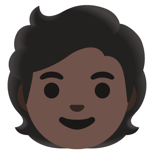 Google design of the person: dark skin tone emoji verson:Noto Color Emoji 15.0