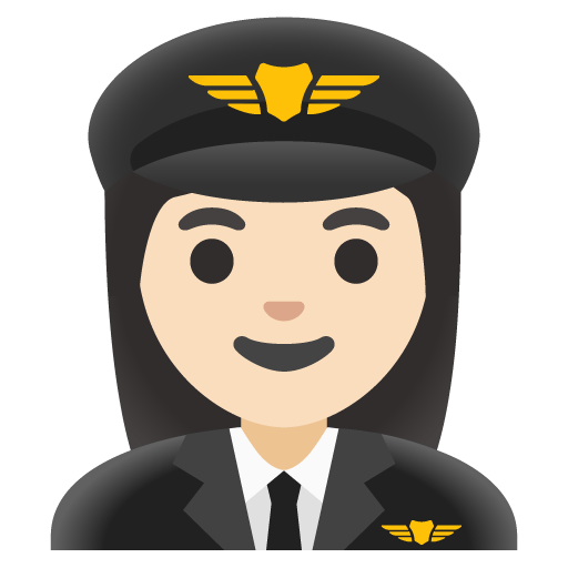 Google design of the woman pilot: light skin tone emoji verson:Noto Color Emoji 15.0