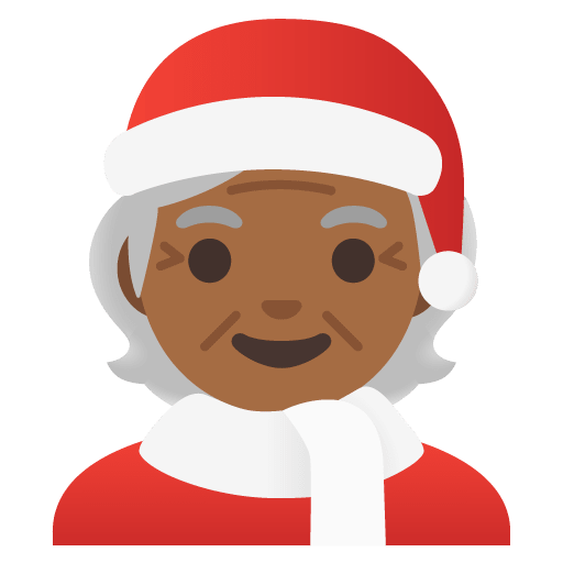 Google design of the mx claus: medium-dark skin tone emoji verson:Noto Color Emoji 15.0