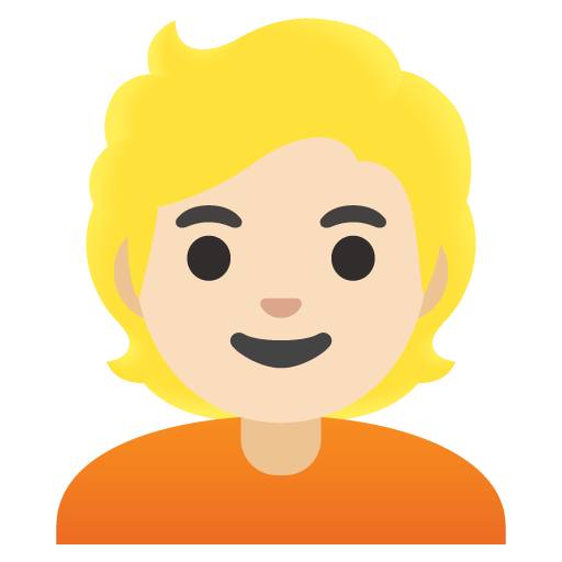 Google design of the person: light skin tone blond hair emoji verson:Noto Color Emoji 15.0