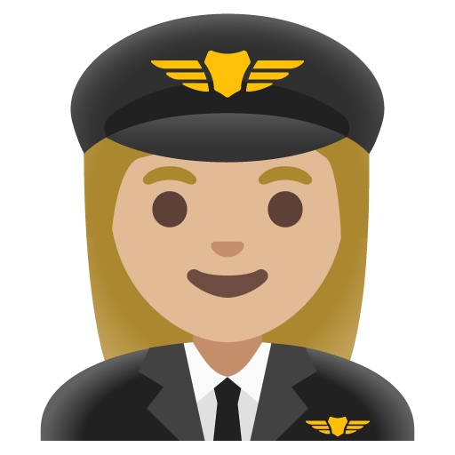 Google design of the woman pilot: medium-light skin tone emoji verson:Noto Color Emoji 15.0