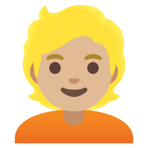 Google design of the person: medium-light skin tone blond hair emoji verson:Noto Color Emoji 15.0