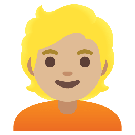 Google design of the person: medium-light skin tone blond hair emoji verson:Noto Color Emoji 15.0