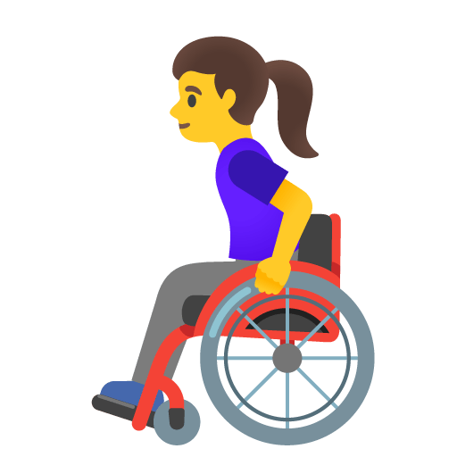 Google design of the woman in manual wheelchair emoji verson:Noto Color Emoji 15.0