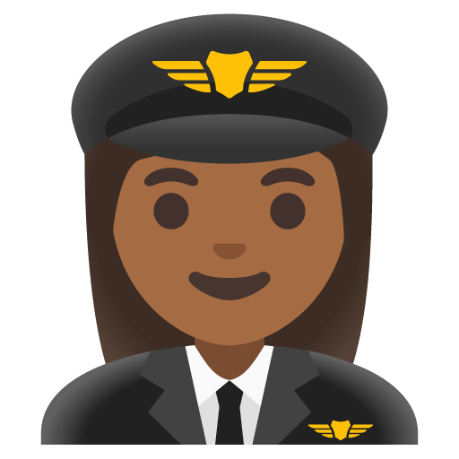 Google design of the woman pilot: medium-dark skin tone emoji verson:Noto Color Emoji 15.0