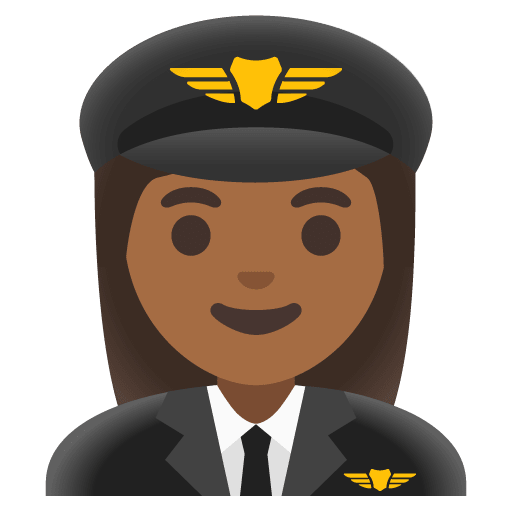 Google design of the woman pilot: medium-dark skin tone emoji verson:Noto Color Emoji 15.0