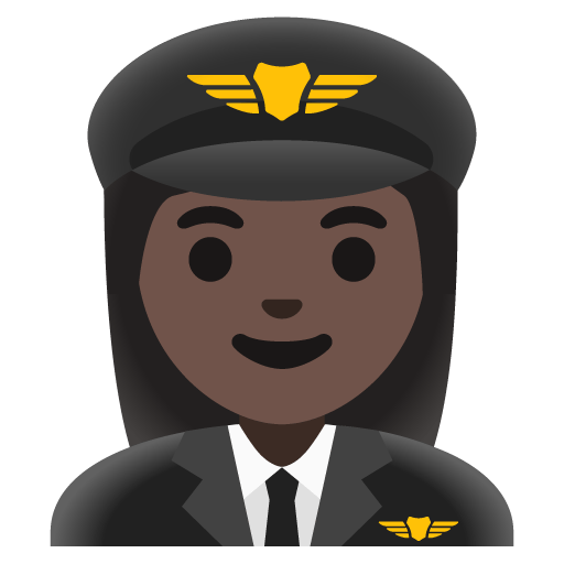 Google design of the woman pilot: dark skin tone emoji verson:Noto Color Emoji 15.0