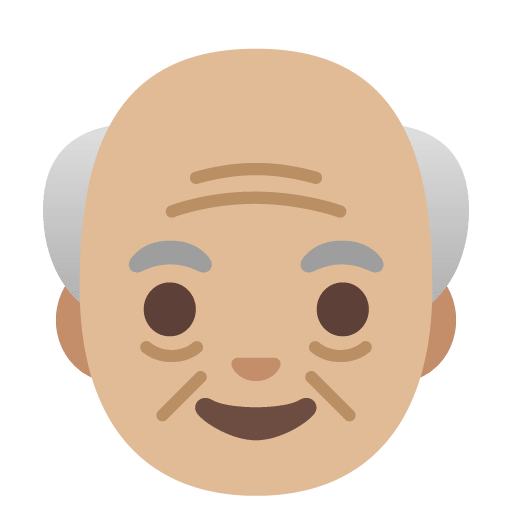 Google design of the old man: medium-light skin tone emoji verson:Noto Color Emoji 15.0