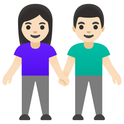 Google design of the woman and man holding hands: light skin tone emoji verson:Noto Color Emoji 15.0