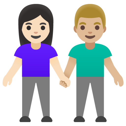 Google design of the woman and man holding hands: light skin tone medium-light skin tone emoji verson:Noto Color Emoji 15.0