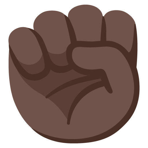 Google design of the raised fist: dark skin tone emoji verson:Noto Color Emoji 15.0
