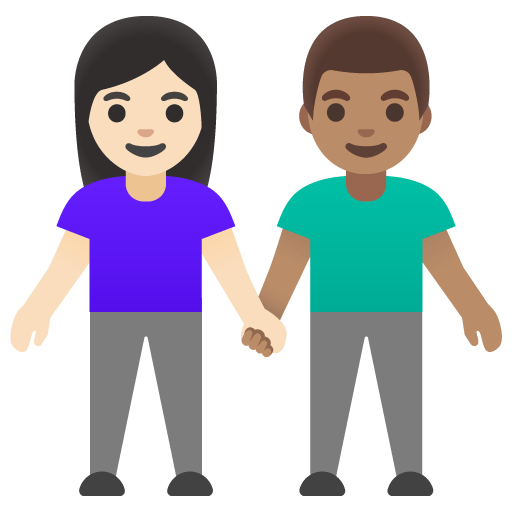 Google design of the woman and man holding hands: light skin tone medium skin tone emoji verson:Noto Color Emoji 15.0