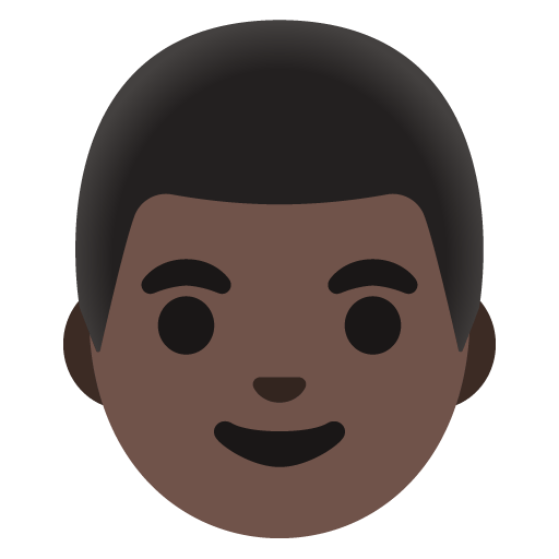 Google design of the man: dark skin tone emoji verson:Noto Color Emoji 15.0