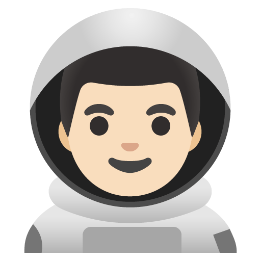 Google design of the man astronaut: light skin tone emoji verson:Noto Color Emoji 15.0
