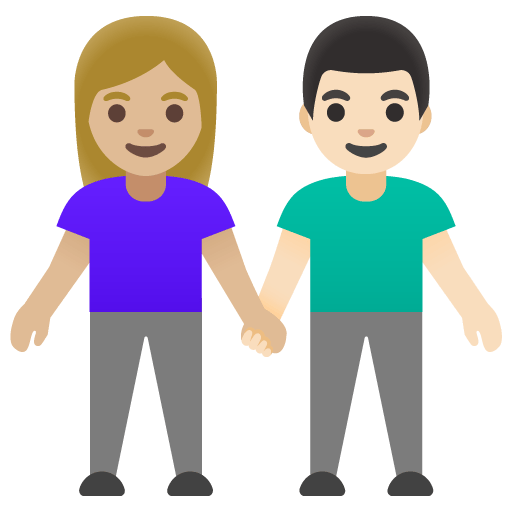 Google design of the woman and man holding hands: medium-light skin tone light skin tone emoji verson:Noto Color Emoji 15.0