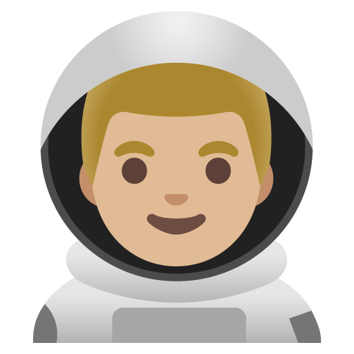 Google design of the man astronaut: medium-light skin tone emoji verson:Noto Color Emoji 15.0