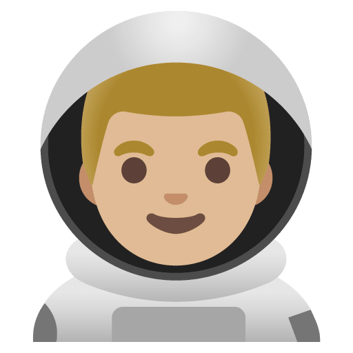 Google design of the man astronaut: medium-light skin tone emoji verson:Noto Color Emoji 15.0