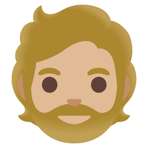 Google design of the person: medium-light skin tone beard emoji verson:Noto Color Emoji 15.0