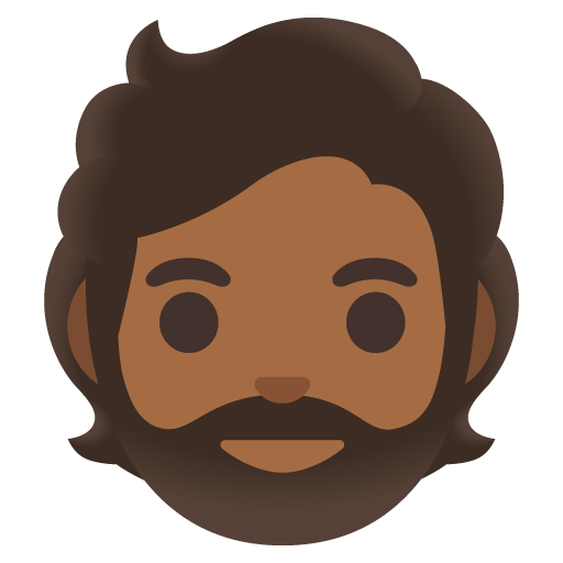 Google design of the person: medium-dark skin tone beard emoji verson:Noto Color Emoji 15.0