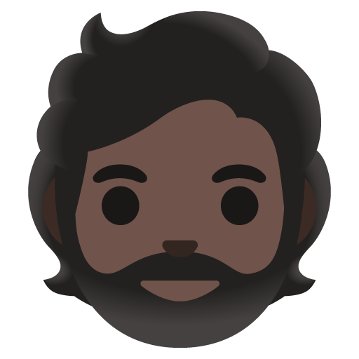 Google design of the person: dark skin tone beard emoji verson:Noto Color Emoji 15.0