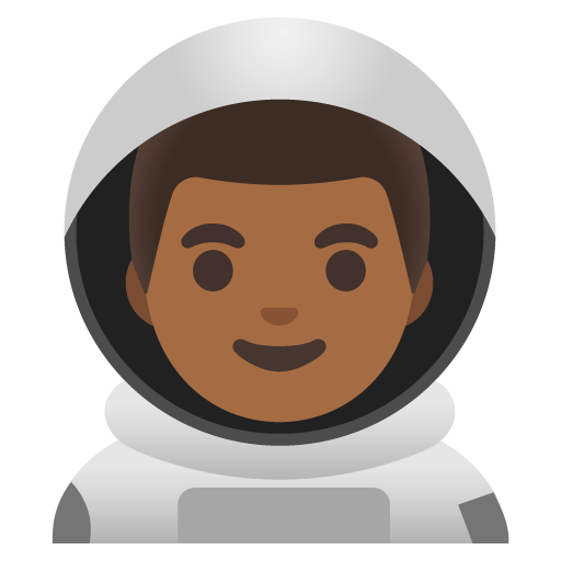 Google design of the man astronaut: medium-dark skin tone emoji verson:Noto Color Emoji 15.0