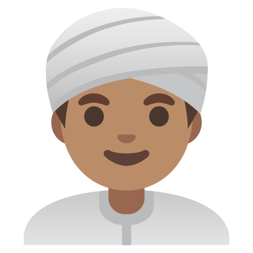 Google design of the man wearing turban: medium skin tone emoji verson:Noto Color Emoji 15.0