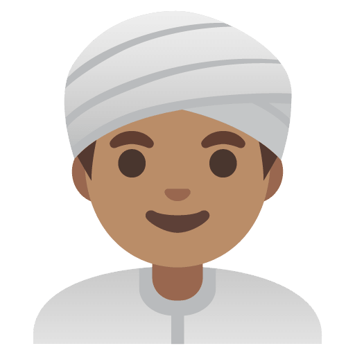 Google design of the man wearing turban: medium skin tone emoji verson:Noto Color Emoji 15.0