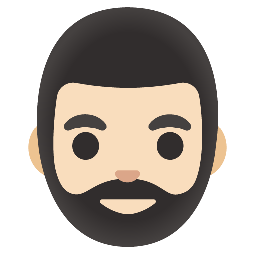 Google design of the man: light skin tone beard emoji verson:Noto Color Emoji 15.0
