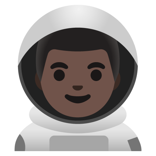 Google design of the man astronaut: dark skin tone emoji verson:Noto Color Emoji 15.0