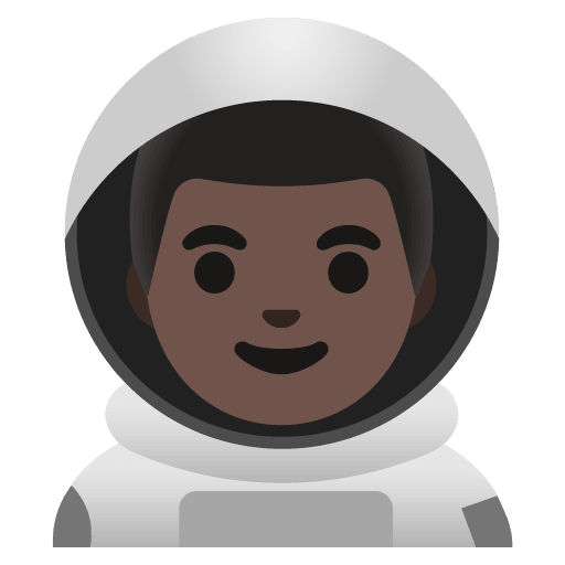 Google design of the man astronaut: dark skin tone emoji verson:Noto Color Emoji 15.0