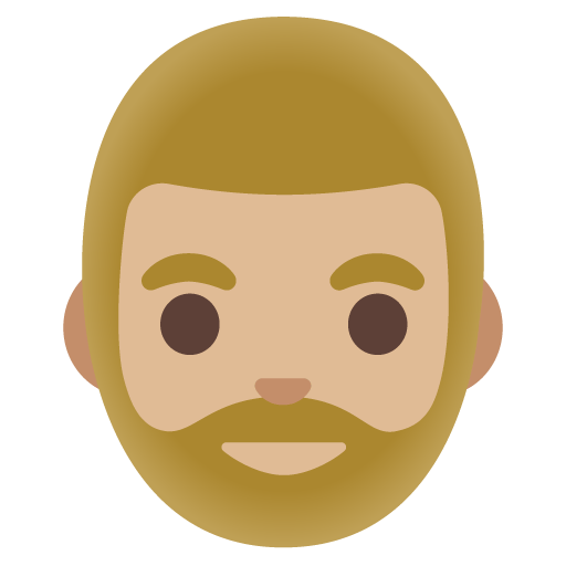 Google design of the man: medium-light skin tone beard emoji verson:Noto Color Emoji 15.0