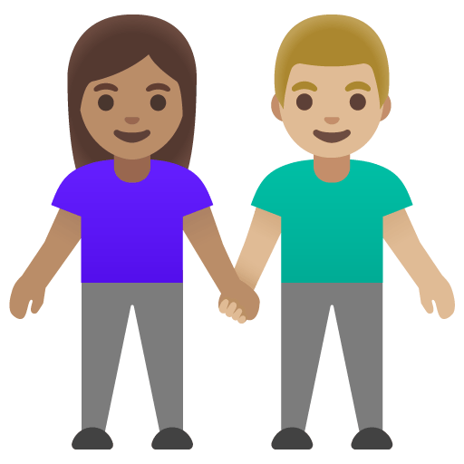 Google design of the woman and man holding hands: medium skin tone medium-light skin tone emoji verson:Noto Color Emoji 15.0