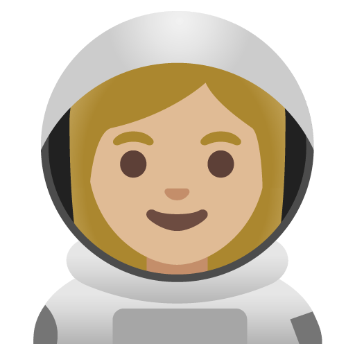 Google design of the woman astronaut: medium-light skin tone emoji verson:Noto Color Emoji 15.0