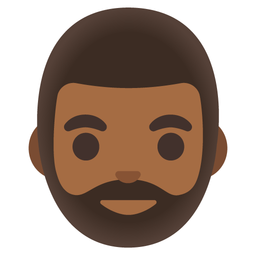 Google design of the man: medium-dark skin tone beard emoji verson:Noto Color Emoji 15.0