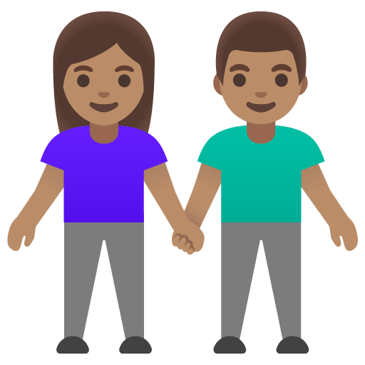Google design of the woman and man holding hands: medium skin tone emoji verson:Noto Color Emoji 15.0