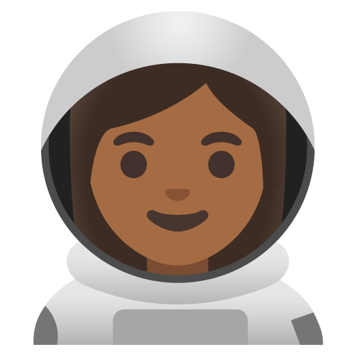 Google design of the woman astronaut: medium-dark skin tone emoji verson:Noto Color Emoji 15.0