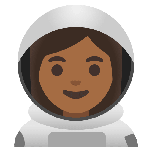 Google design of the woman astronaut: medium-dark skin tone emoji verson:Noto Color Emoji 15.0