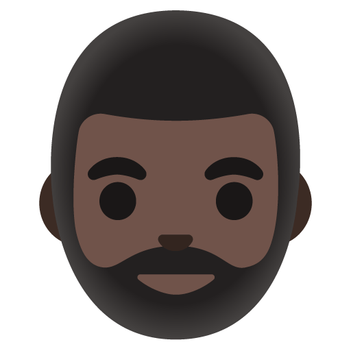 Google design of the man: dark skin tone beard emoji verson:Noto Color Emoji 15.0