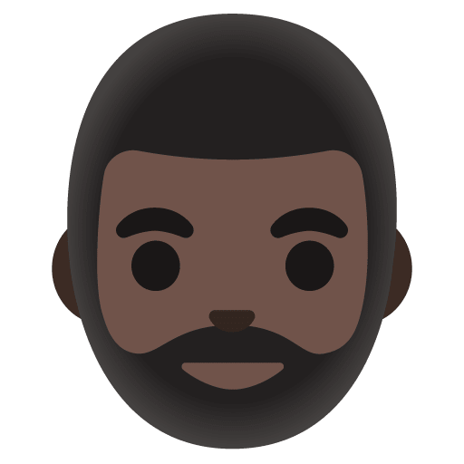 Google design of the man: dark skin tone beard emoji verson:Noto Color Emoji 15.0