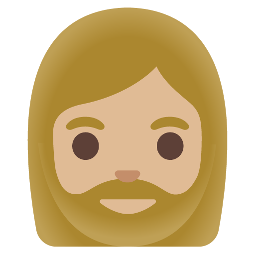 Google design of the woman: medium-light skin tone beard emoji verson:Noto Color Emoji 15.0