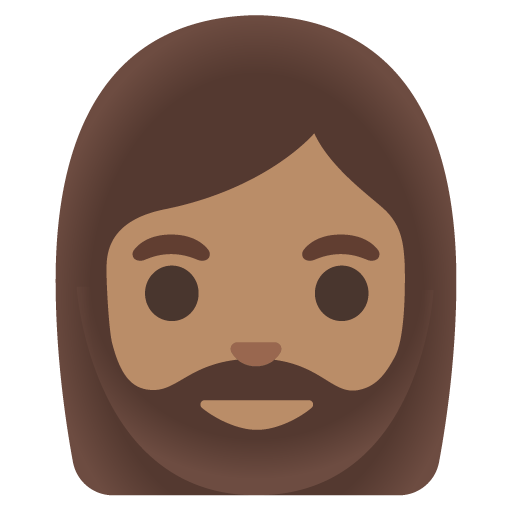 Google design of the woman: medium skin tone beard emoji verson:Noto Color Emoji 15.0